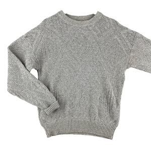 VTG Bass Mens Crewneck Sweater SZ L Gray Marled Textured Knit Cotton USA